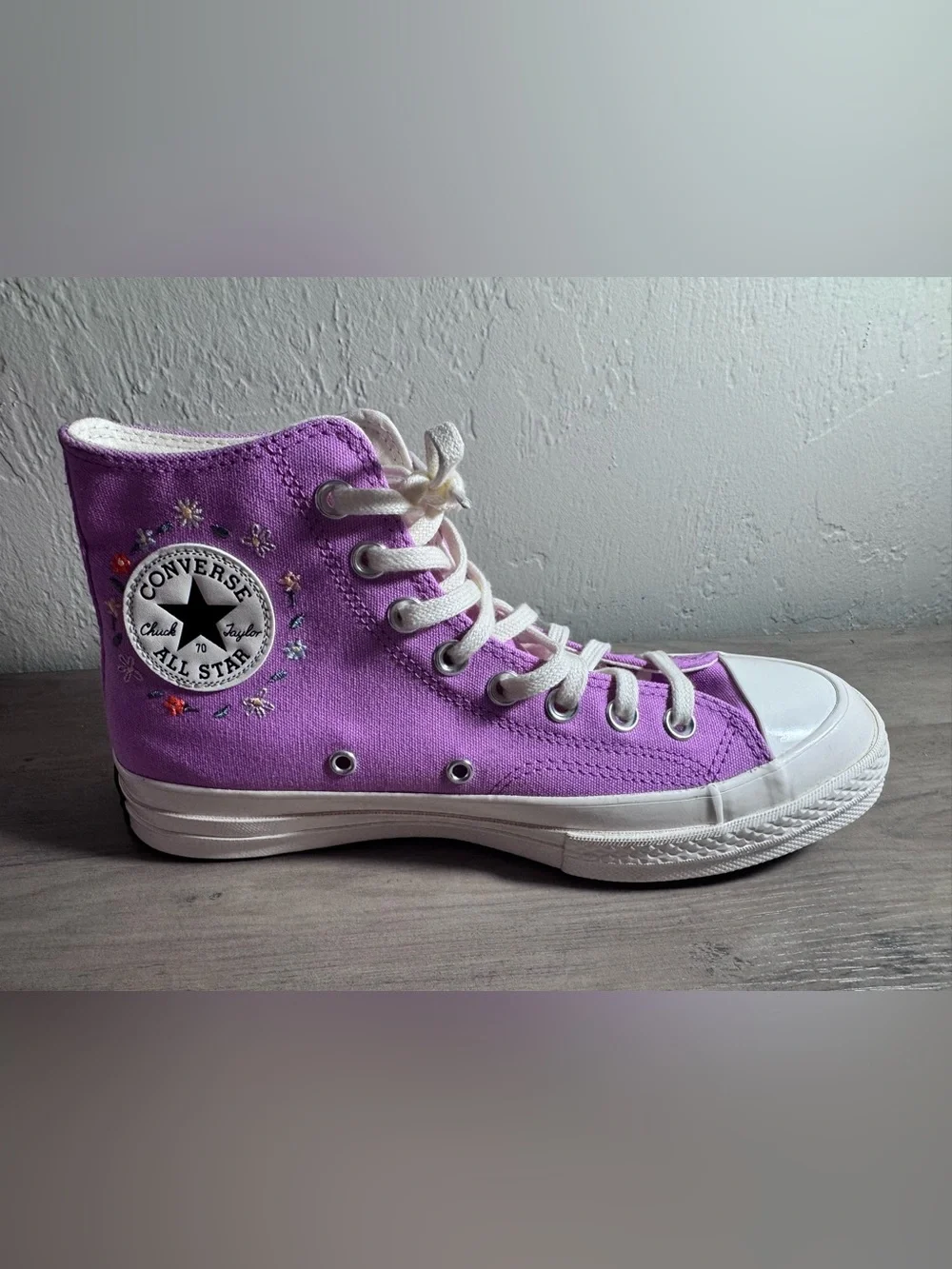 Converse Chuck 70 High Tops “Little Flowers” Grape Fizz Women’s Sz 9.5/Mens 7.5 - Picture 6 of 11